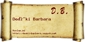Deáki Barbara névjegykártya