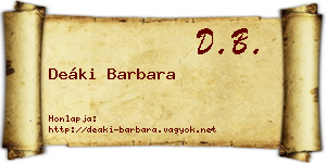 Deáki Barbara névjegykártya